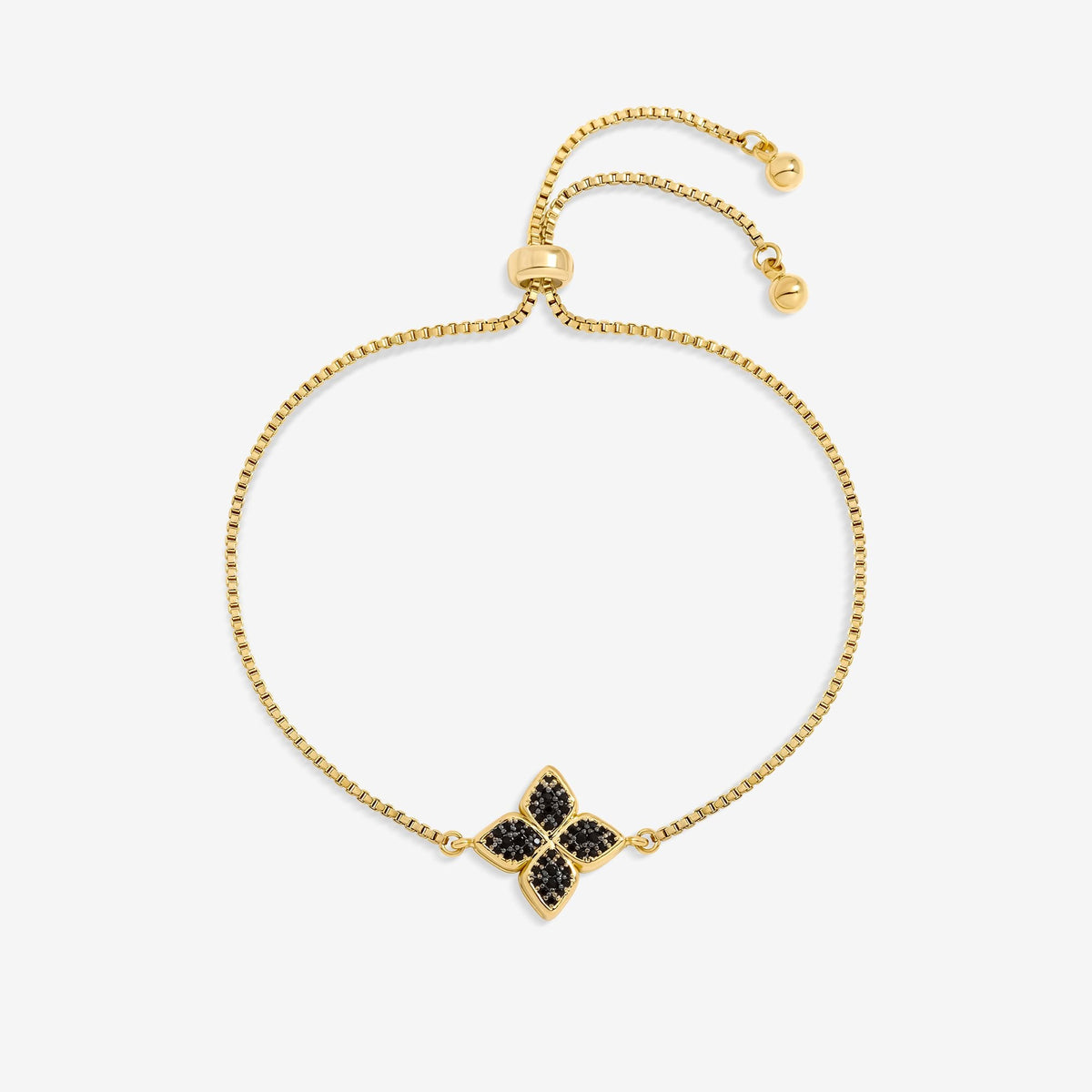 Jon Richard 14ct Gold Plated and Jet Druzy Stone Clover Bracelet