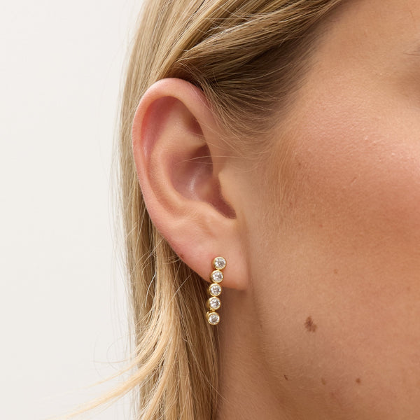 Jon Richard 14ct Gold Plated and Crystal Cubic Zirconia Tennis Earrings - Gift Box
