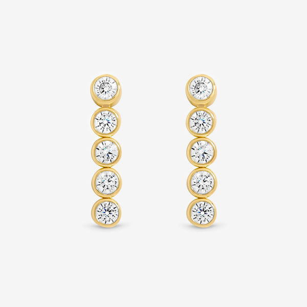 Jon Richard 14ct Gold Plated and Crystal Cubic Zirconia Tennis Earrings - Gift Box