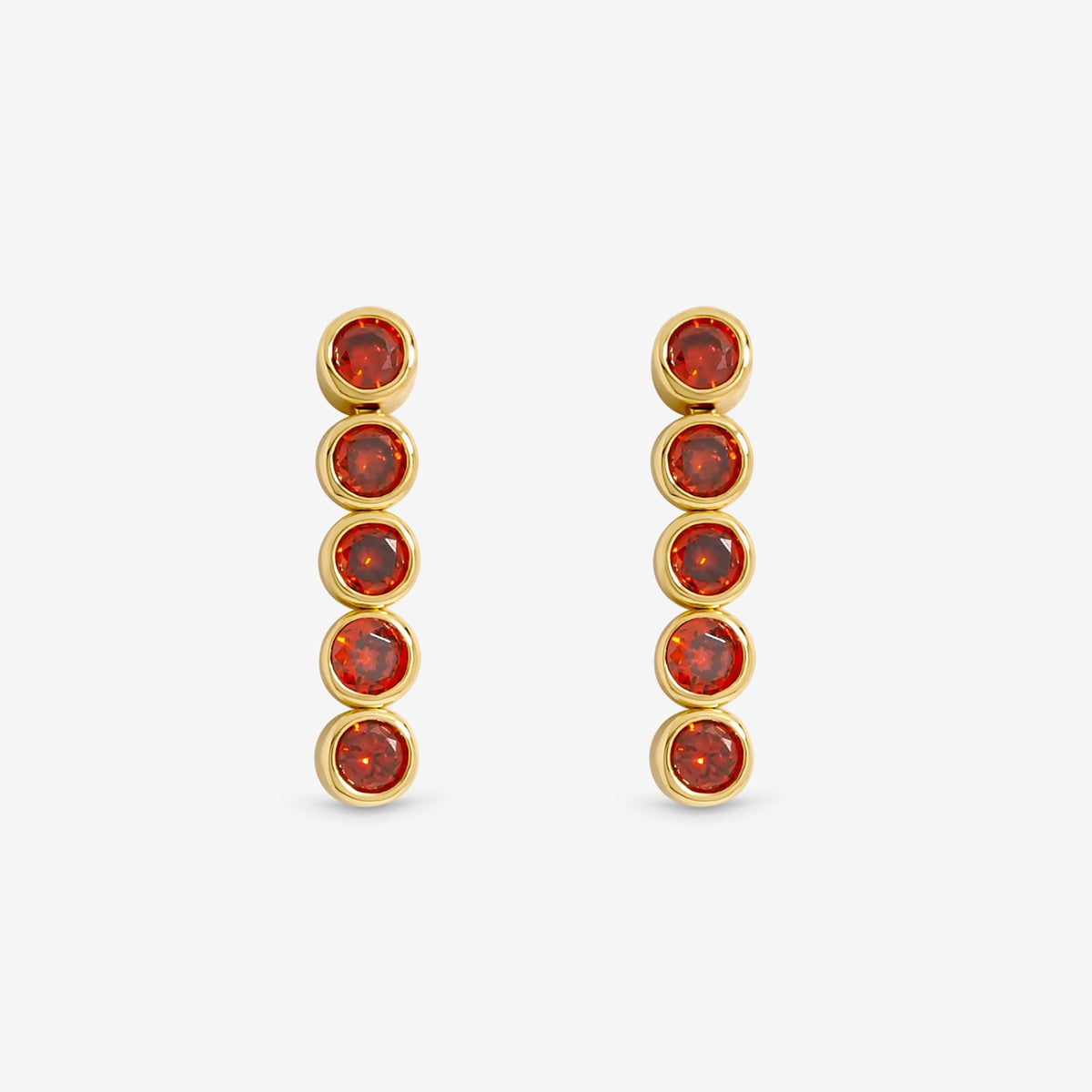 Jon Richard 14ct Gold Plated and Red Cubic Zirconia Tennis Earrings - Gift Box