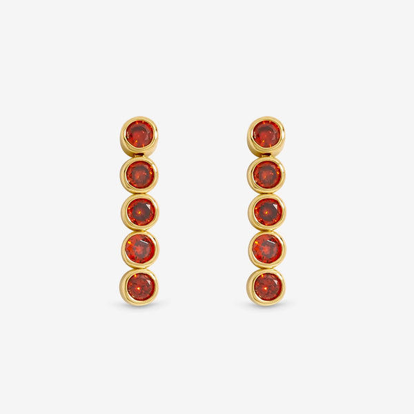 Jon Richard 14ct Gold Plated and Red Cubic Zirconia Tennis Earrings - Gift Box