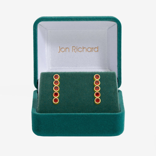 Jon Richard 14ct Gold Plated and Red Cubic Zirconia Tennis Earrings - Gift Box