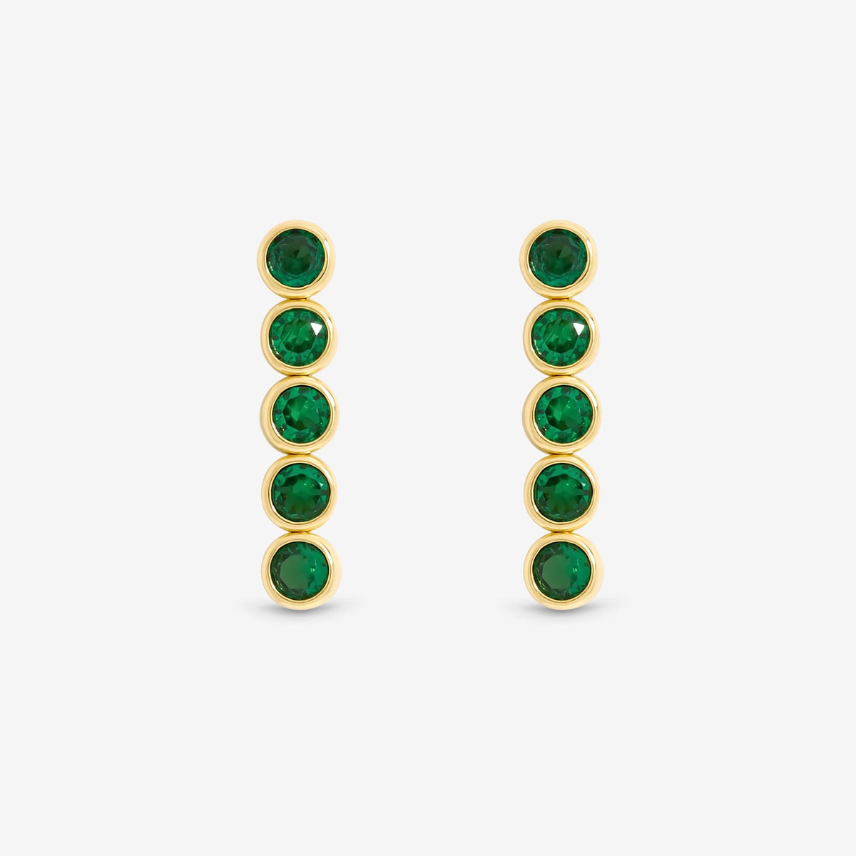 Jon Richard 14ct Gold Plated and Emerald Cubic Zirconia Tennis Earrings - Gift Box