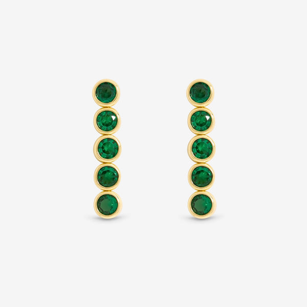 Jon Richard 14ct Gold Plated and Emerald Cubic Zirconia Tennis Earrings - Gift Box