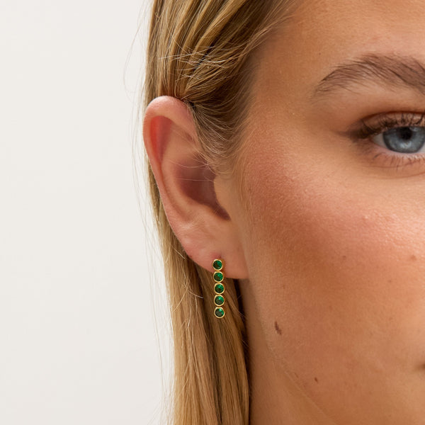 Jon Richard 14ct Gold Plated and Emerald Cubic Zirconia Tennis Earrings - Gift Box