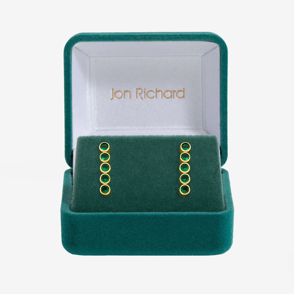 Jon Richard 14ct Gold Plated and Emerald Cubic Zirconia Tennis Earrings - Gift Box