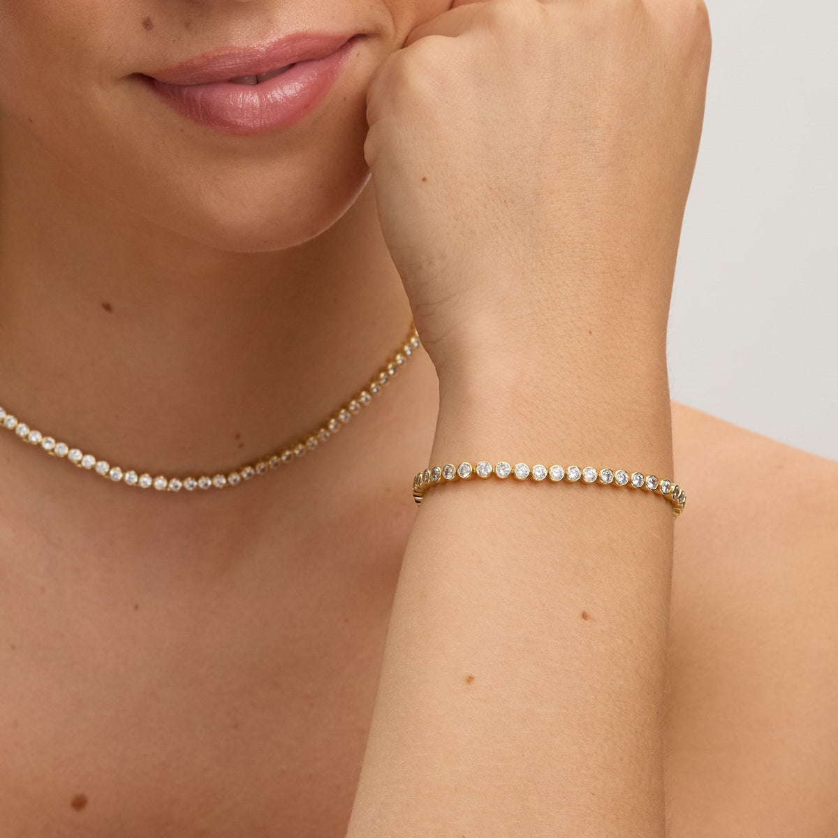 Jon Richard 14ct Gold Plated and Crystal Cubic Zirconia Tennis Necklace - Gift Box