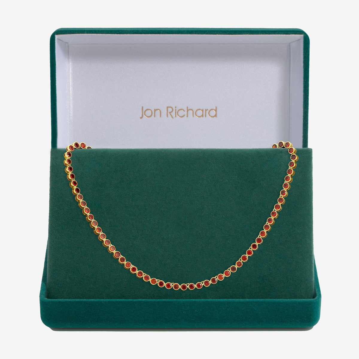 Jon Richard 14ct Gold Plated and Red Cubic Zirconia Tennis Necklace - Gift Box