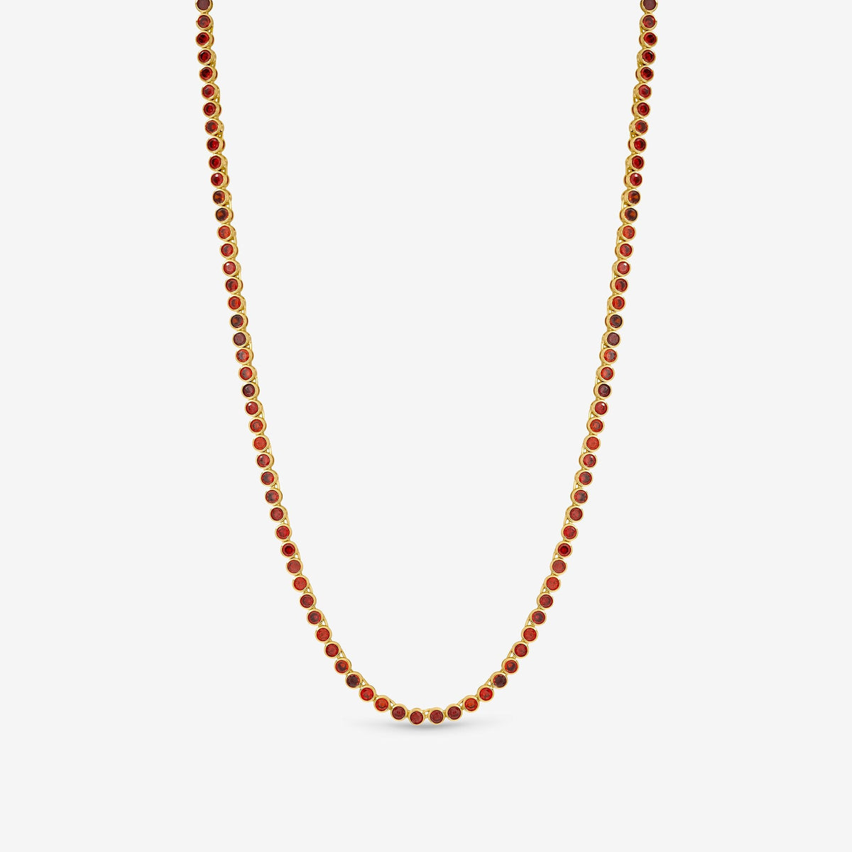 Jon Richard 14ct Gold Plated and Red Cubic Zirconia Tennis Necklace - Gift Box