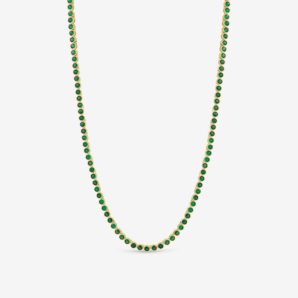 Jon Richard 14ct Gold Plated and Emerald Cubic Zirconia Tennis Necklace - Gift Box