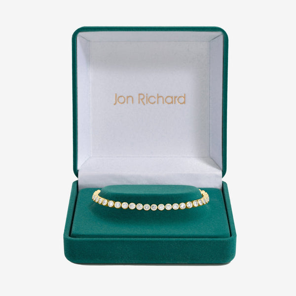 Jon Richard 14ct Gold Plated and Crystal Cubic Zirconia Tennis Bracelet - Gift Box