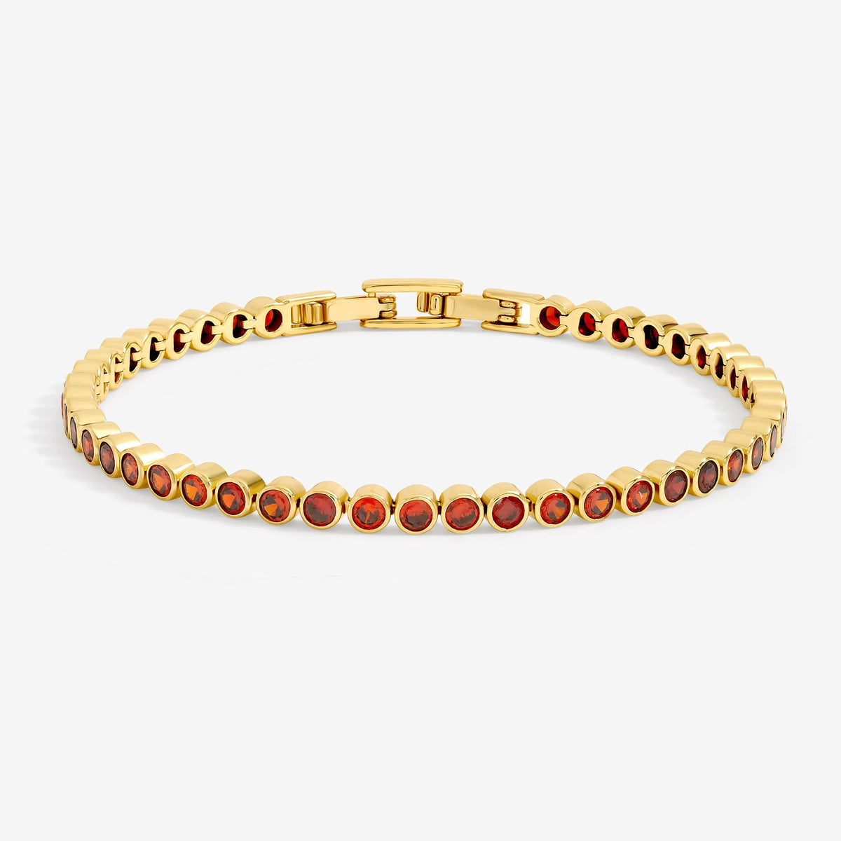 Jon Richard 14ct Gold Plated and Red Cubic Zirconia Tennis Bracelet - Gift Box