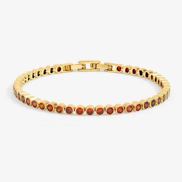 Jon Richard 14ct Gold Plated and Red Cubic Zirconia Tennis Bracelet - Gift Box