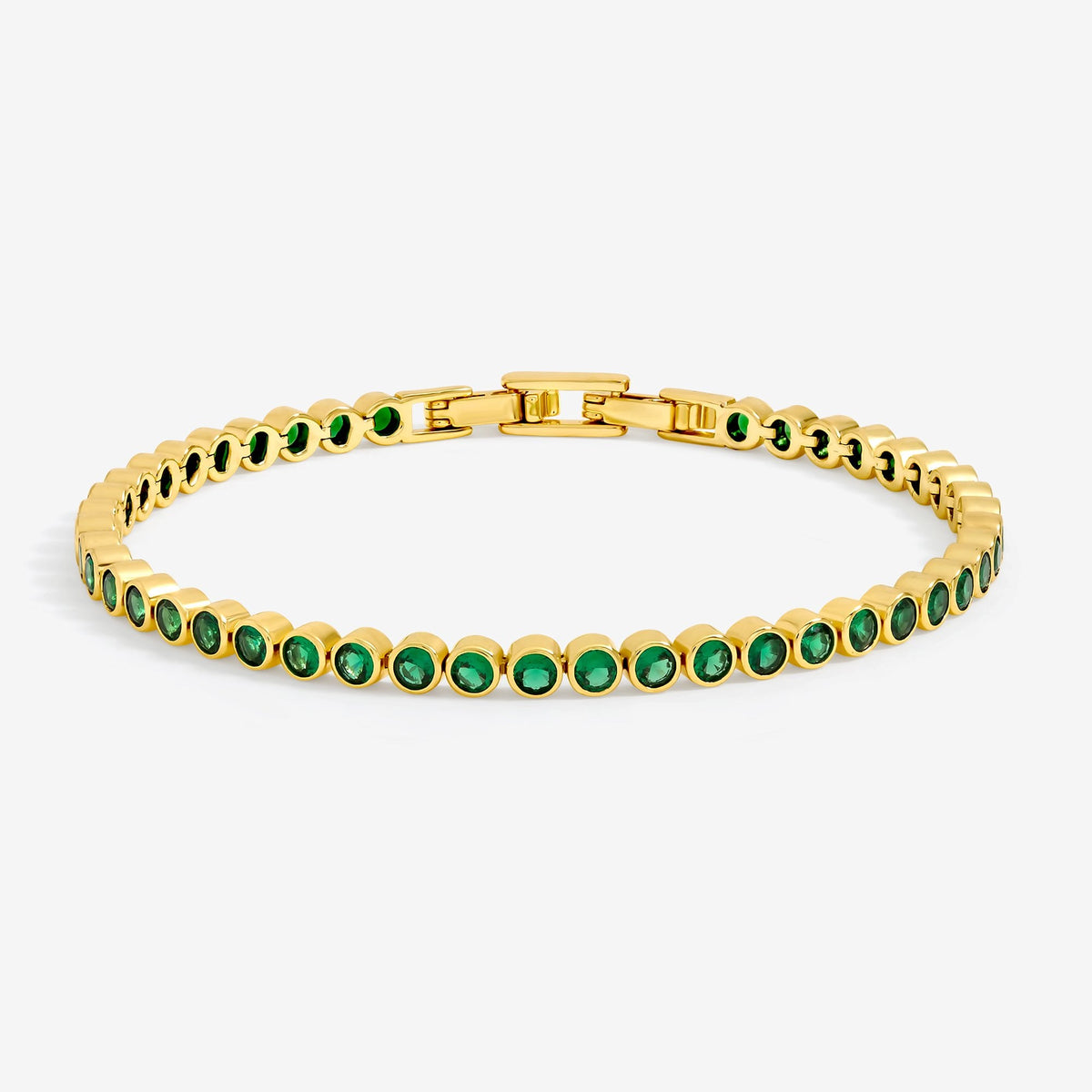 Jon Richard 14ct Gold Plated and Emerald Cubic Zirconia Tennis Bracelet - Gift Box