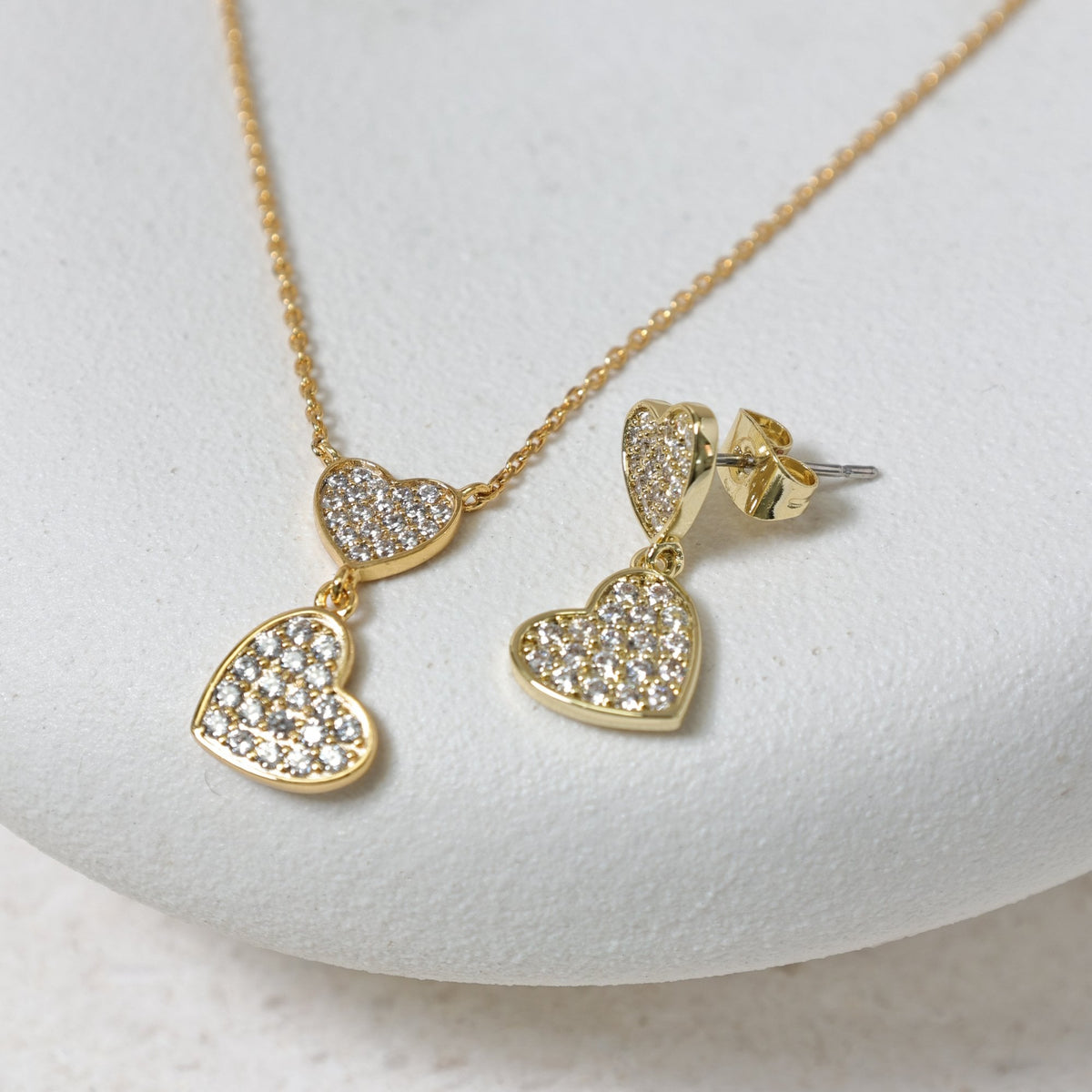 Jon Richard 18K Gold Plated Micro Pave and Heart Necklace
