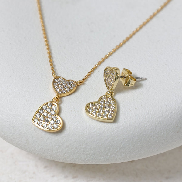 Jon Richard 18K Gold Plated Micro Pave and Heart Necklace