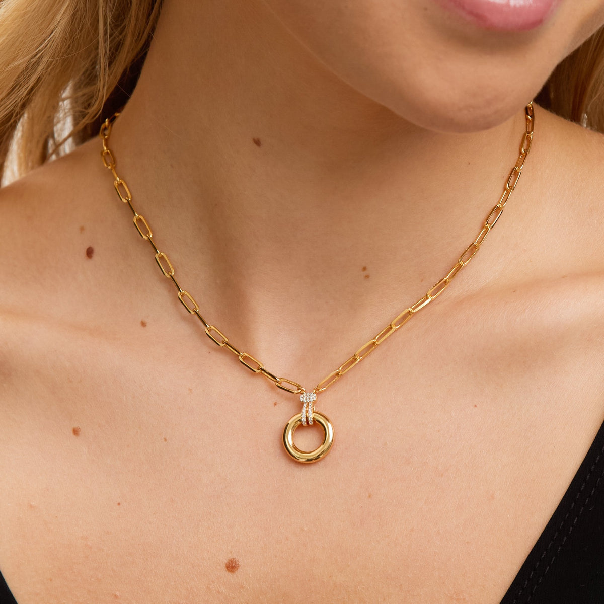 Jon Richard 18K Gold Plated and Pave Link Chain Necklace