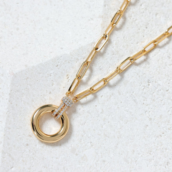 Jon Richard 18K Gold Plated and Pave Link Chain Necklace
