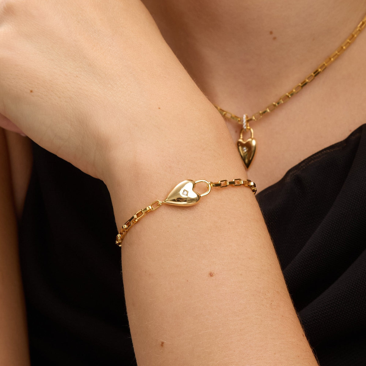 Jon Richard 18ct Gold Plated and Cubic Zirconia Heart Bracelet