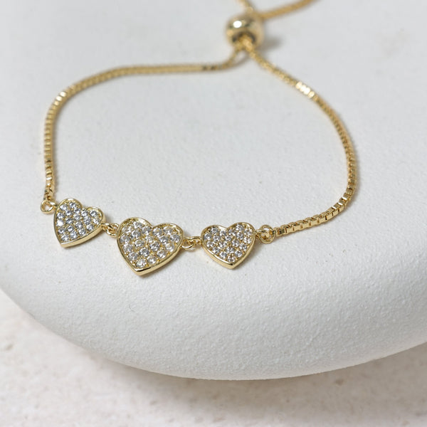 Jon Richard 18K Gold Plated Micro Pave Heart Bracelet