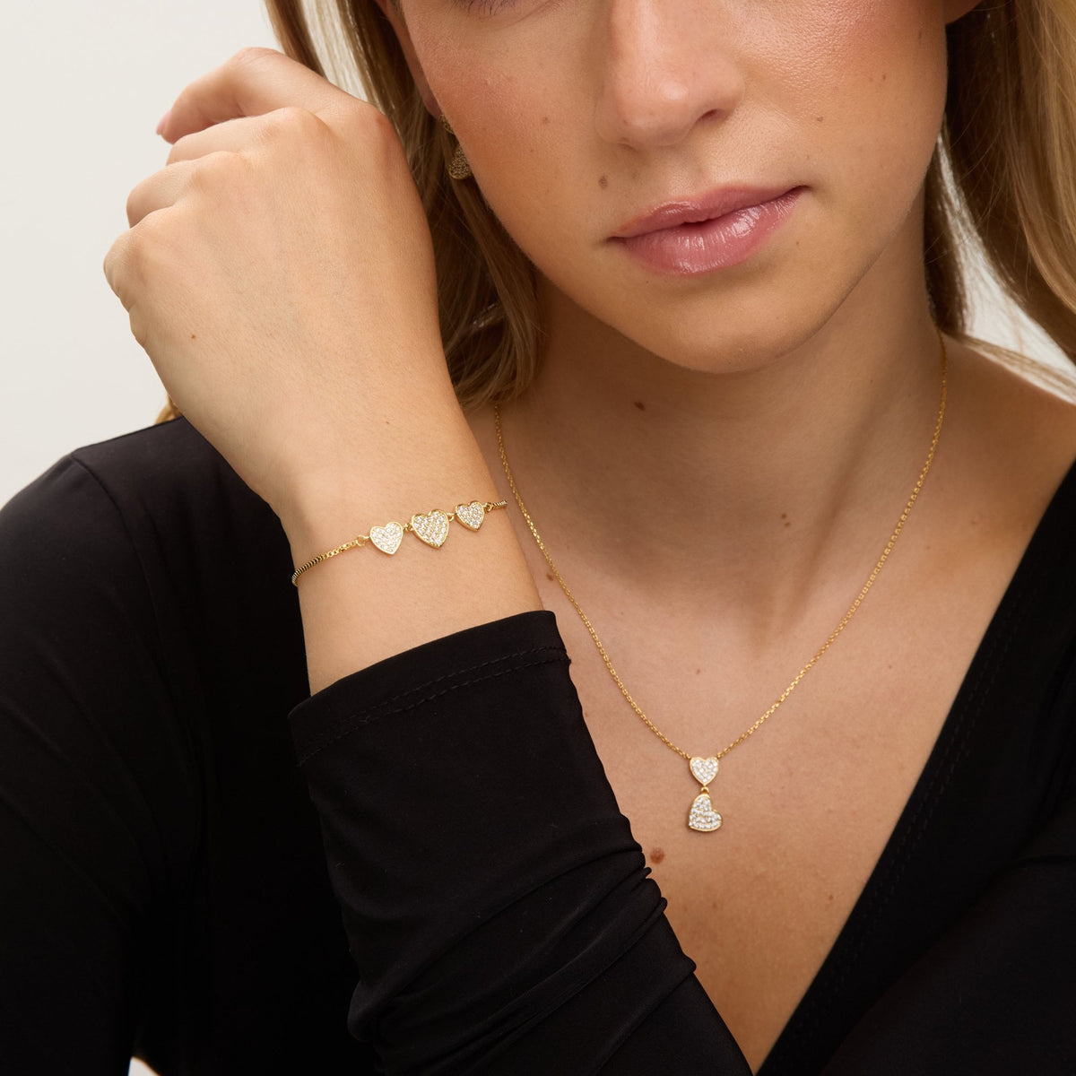 Jon Richard 18K Gold Plated Micro Pave Heart Bracelet