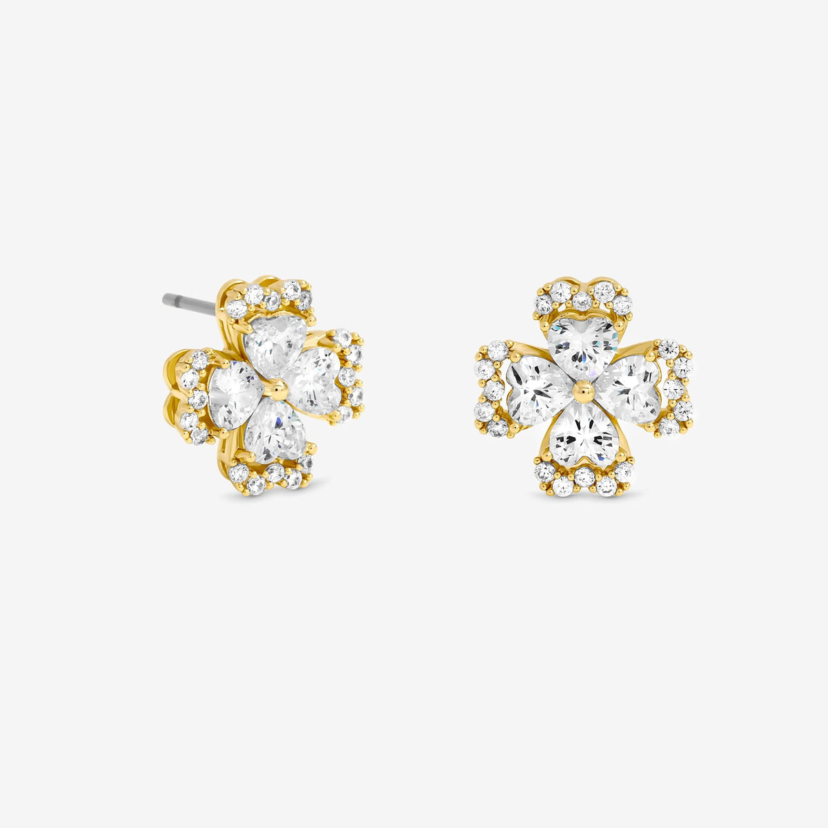 Jon Richard Gold Plated and Crystal Clover Stud Earrings