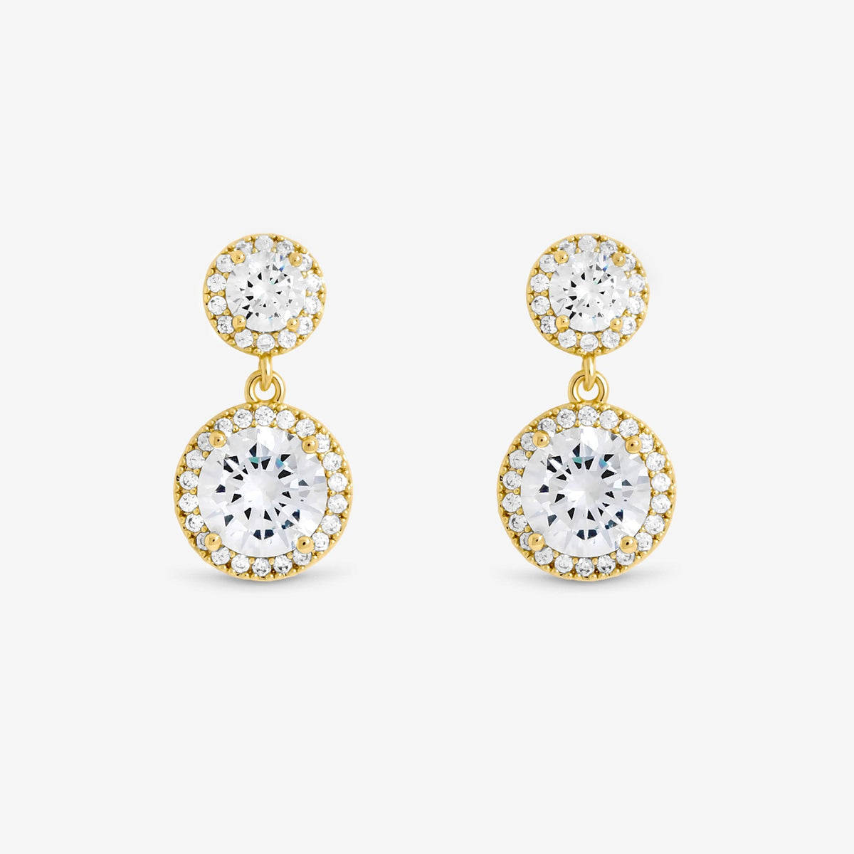 Jon Richard Gold Plated Cubic Zirconia and Pave Halo Drop Earrings