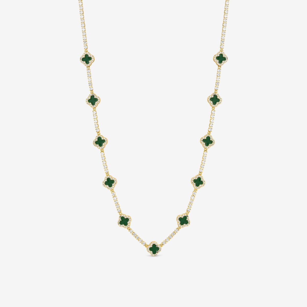 Jon Richard Gold Plated and Emerald Clover Necklace - Gift Box