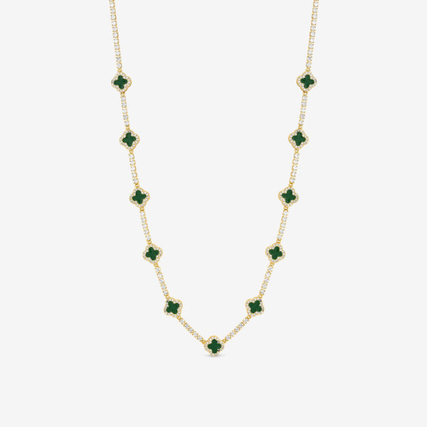Jon Richard Gold Plated and Emerald Clover Necklace - Gift Box