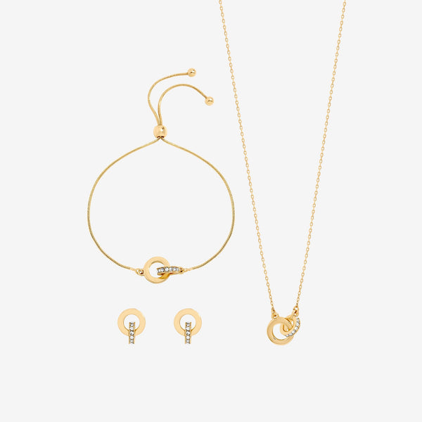 Jon Richard Gold Plated and Crystal Circle Link Trio Set - Gift Box