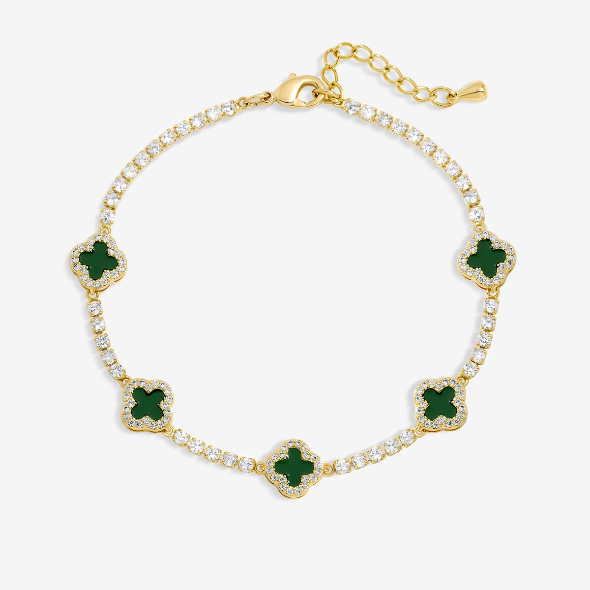 Jon Richard Gold Plated and Emerald Clover Bracelet - Gift Box