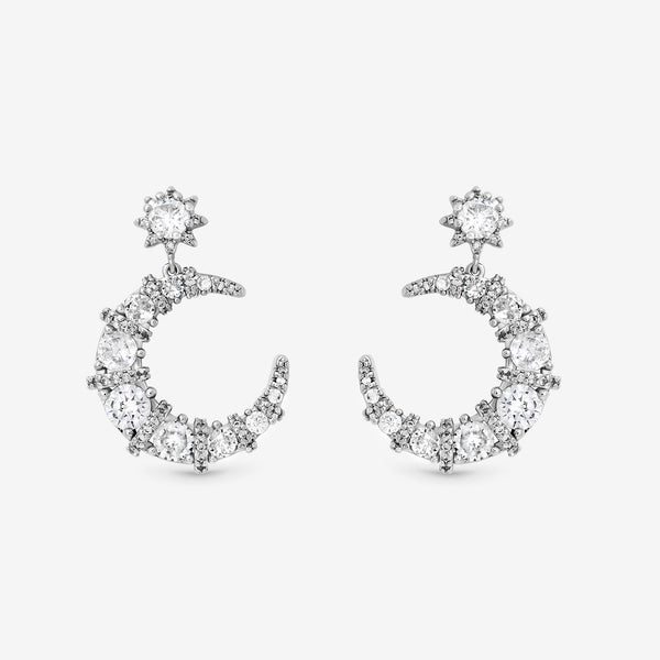 Jon Richard Rhodium Plated and Cubic Zirconia Celestial Drop Earrings