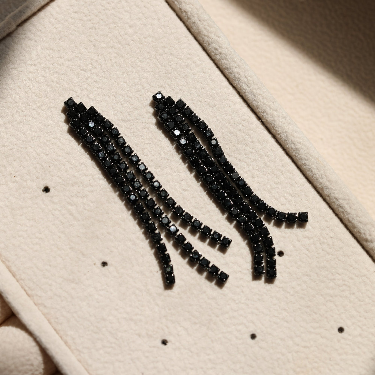 Jon Richard Rhodium Plated and Jet  Drop Earrings