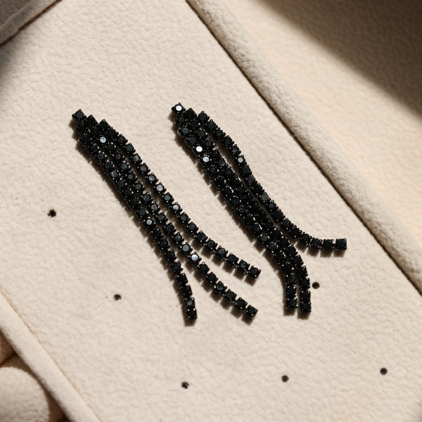 Jon Richard Rhodium Plated and Jet  Drop Earrings