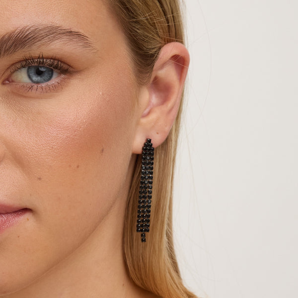 Jon Richard Rhodium Plated and Jet  Drop Earrings