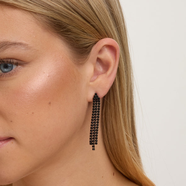 Jon Richard Rhodium Plated and Jet  Drop Earrings