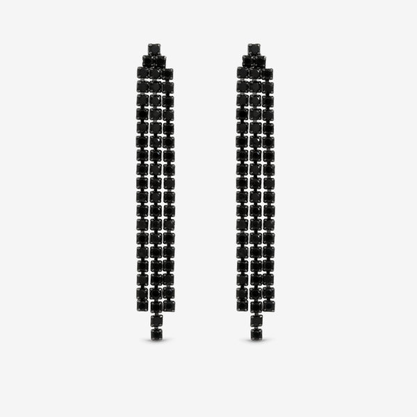 Jon Richard Rhodium Plated and Jet  Drop Earrings
