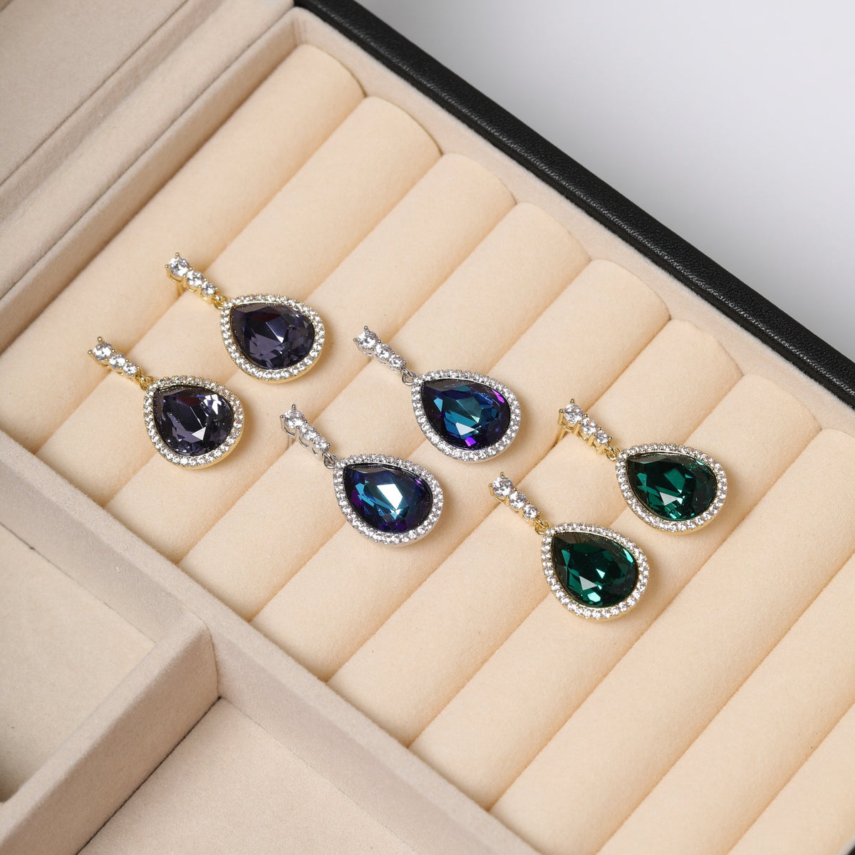 Jon Richard Rhodium Plated and Bermunda Blue Pear Drop Earrings