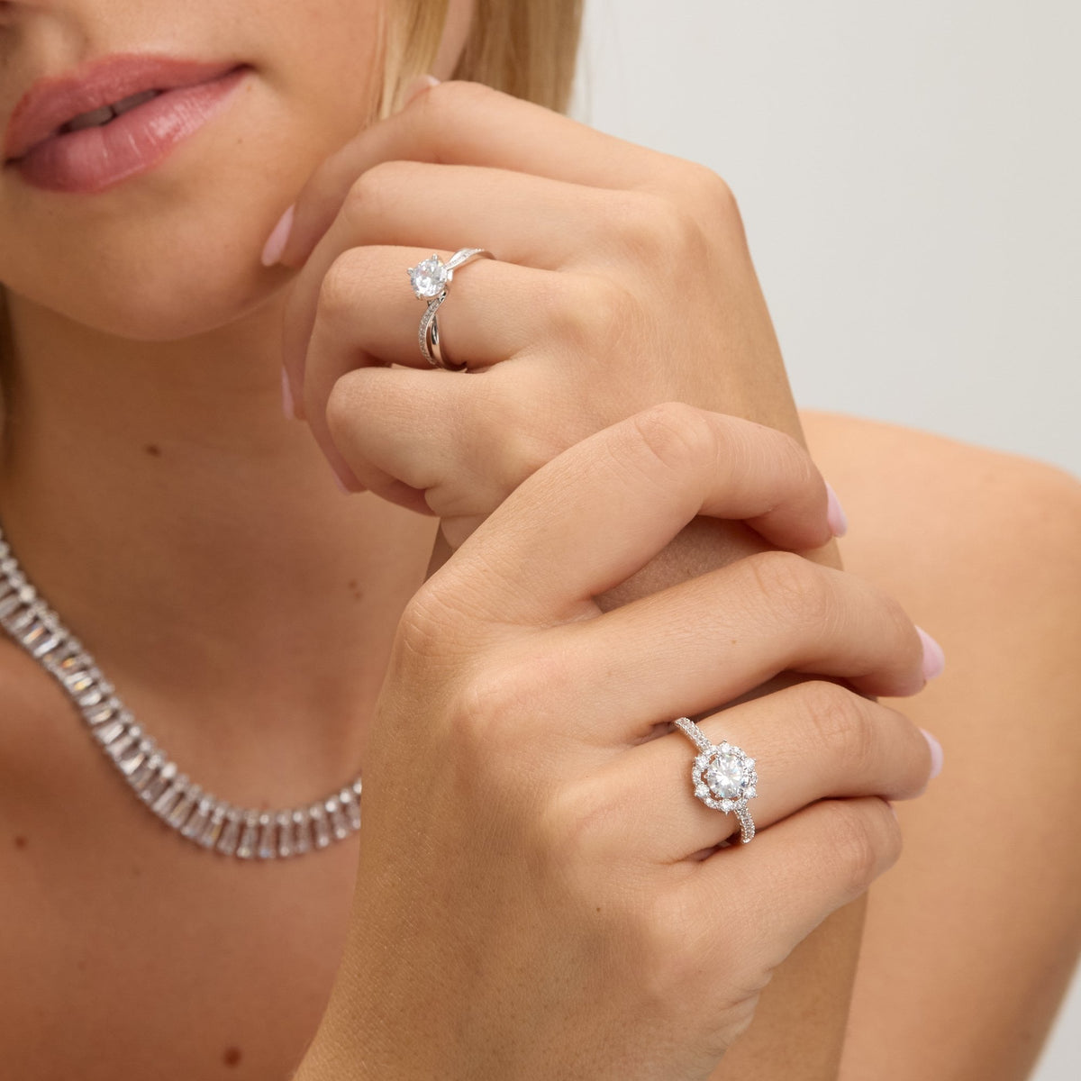 Jon Richard Rhodium Plated Solitaire Twist Band Engagement Ring