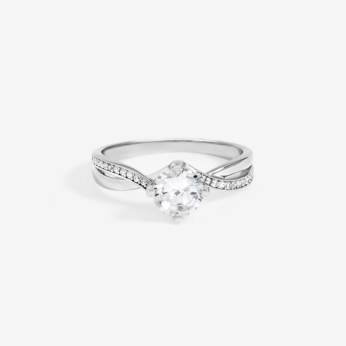 Jon Richard Rhodium Plated Solitaire Twist Band Engagement Ring
