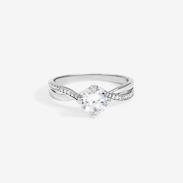 Jon Richard Rhodium Plated Solitaire Twist Band Engagement Ring