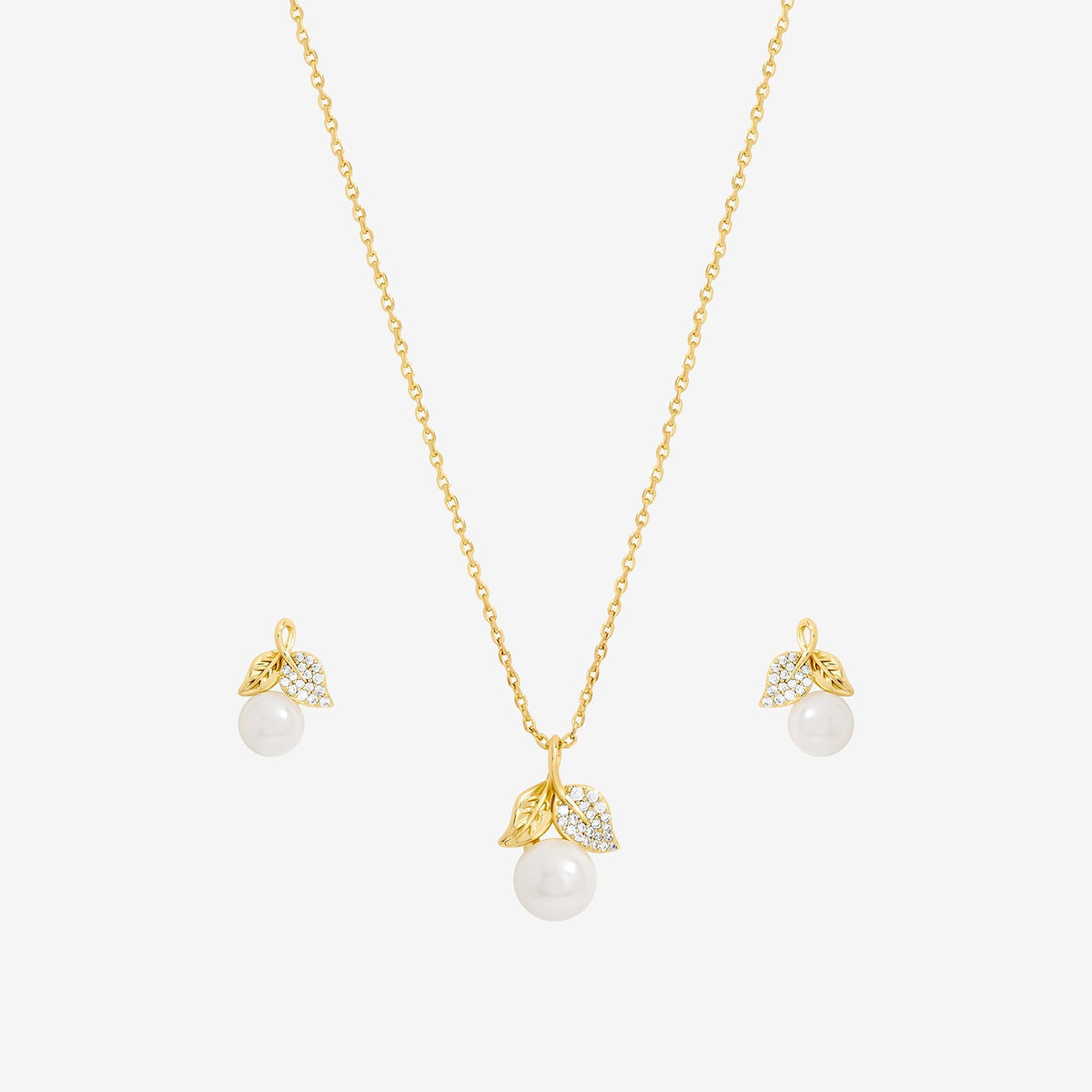 Jon Richard Cubic Zirconia Pearl and Leaf Set - Gift Box
