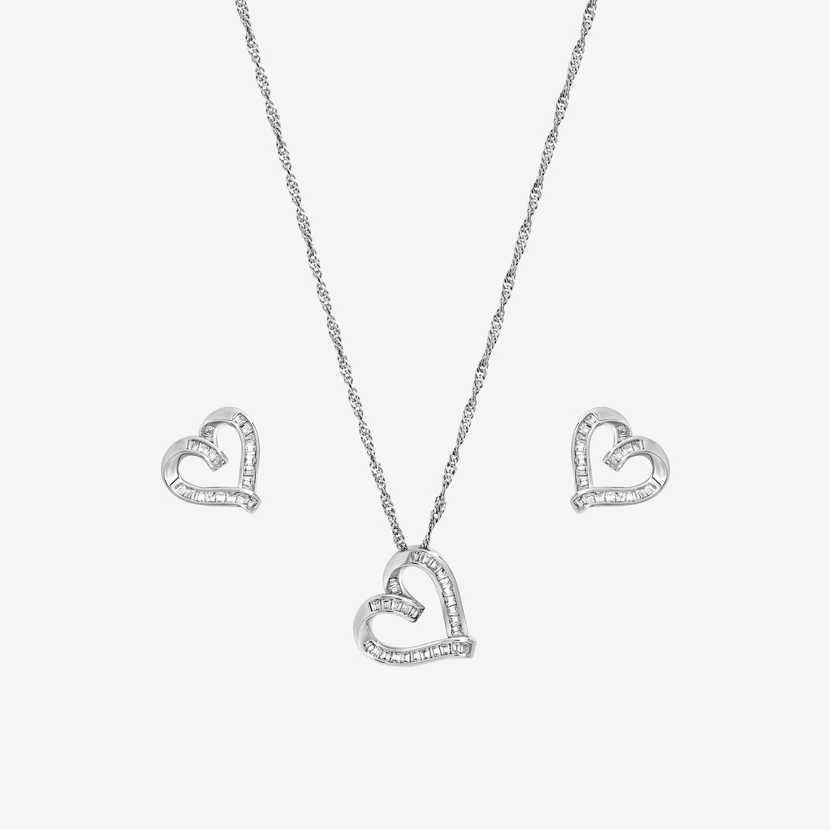 Jon Richard Rhodium Plated and Pave Twist Heart Set - Gift Box
