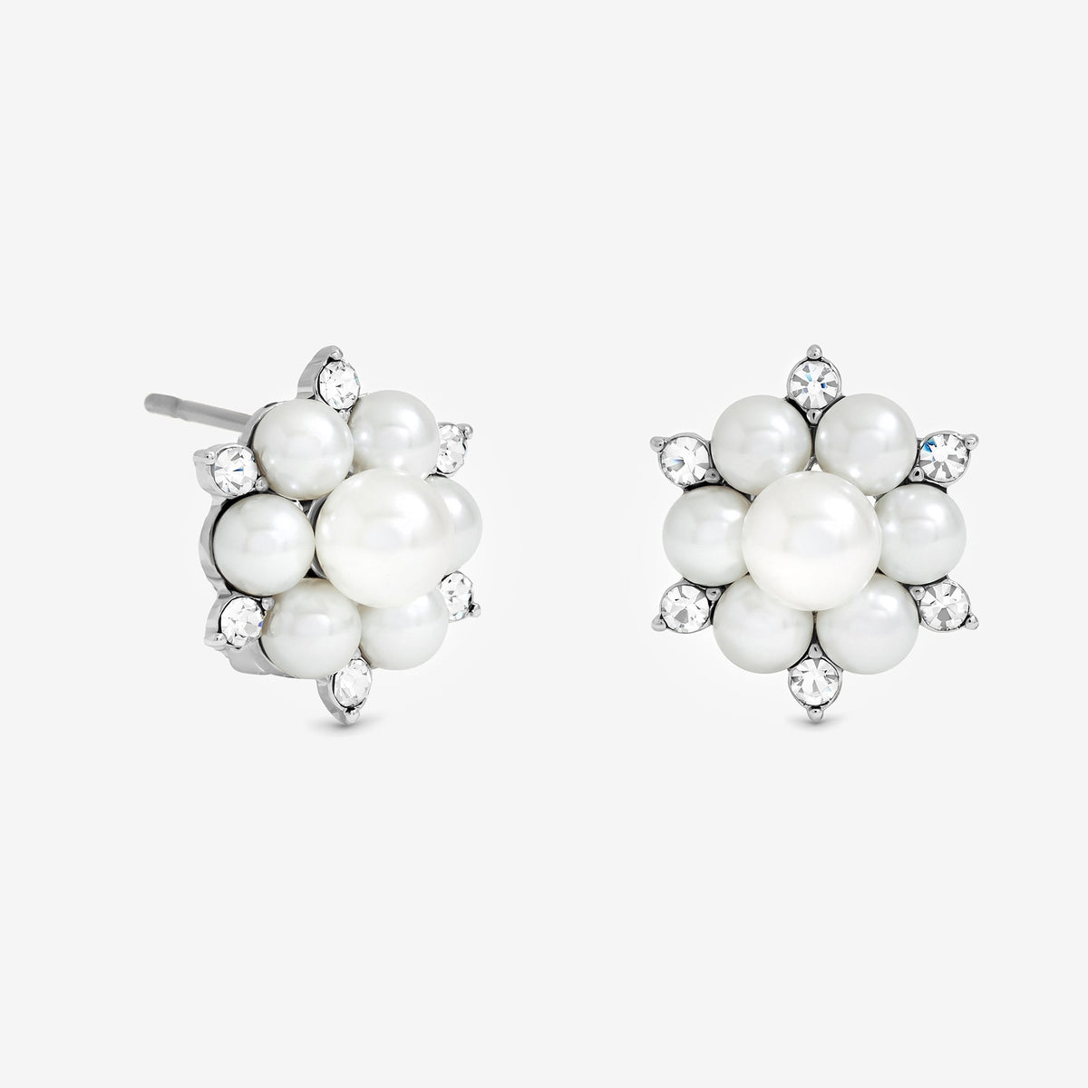 Jon Richard Silver Plated Crystal and Pearl Snowflake Clip Earrings