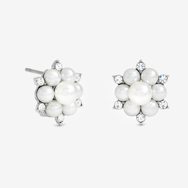 Jon Richard Silver Plated Crystal and Pearl Snowflake Clip Earrings