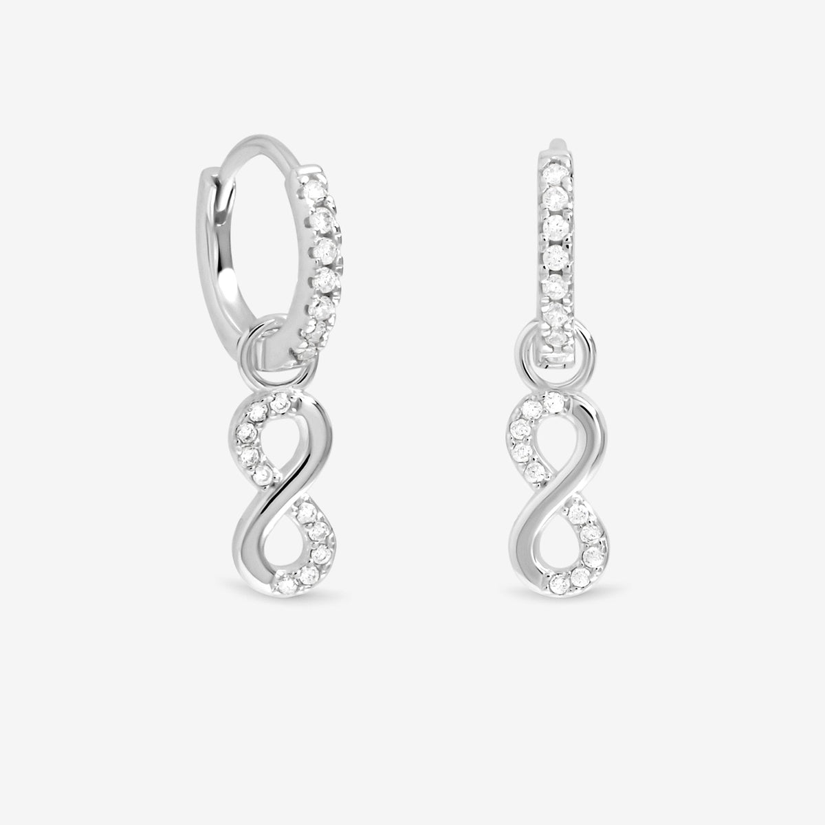 Simply Silver Sterling Silver 925 Pave Infinity Charm Hoop Earrings