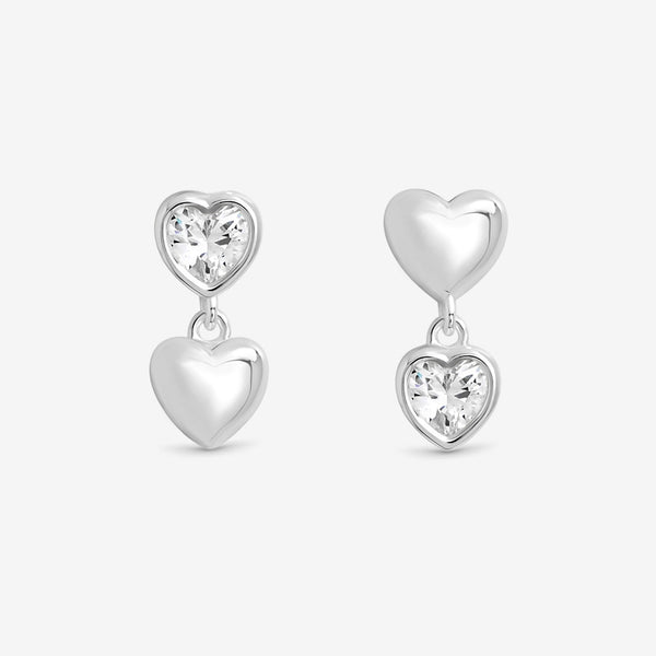 Simply Silver Sterling Silver 925 Cubic Zirconia Heart Drop Earrings
