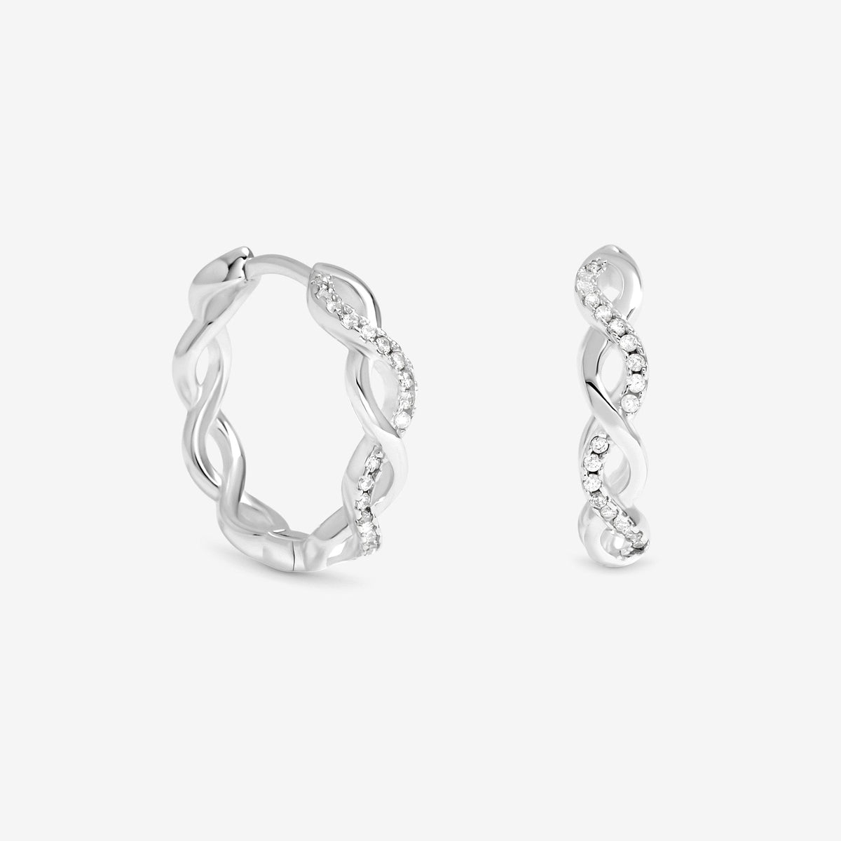 Simply Silver Sterling Silver 925 Polished and Cubic Zirconia Infinity Hoop Earrings
