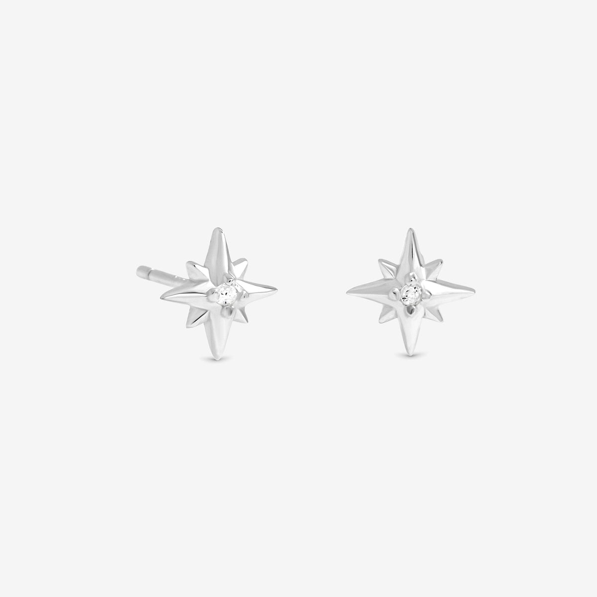 Simply Silver Sterling Silver 925 Polished and Cubic Zirconia Star Earrings - Gift Sleeve