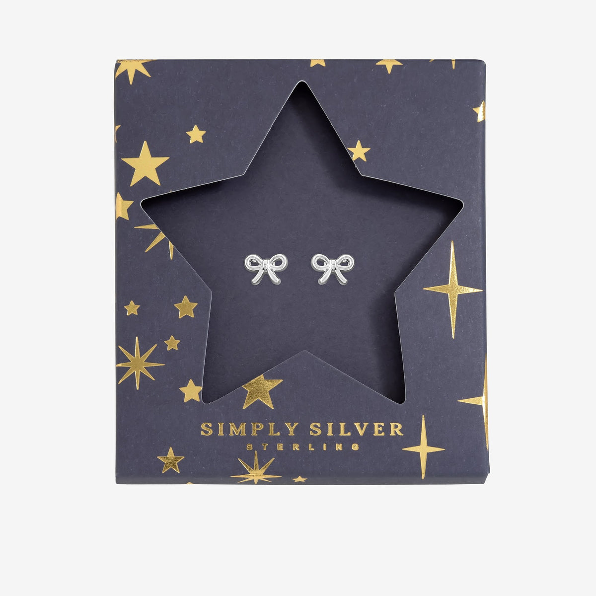 Simply Silver Sterling Silver 925 Polished Bow Earrings - Gift Sleeve